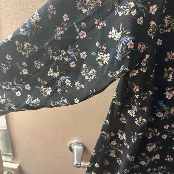 Button Up Floral Black Dress High Low 2XL - Picture 5 of 9